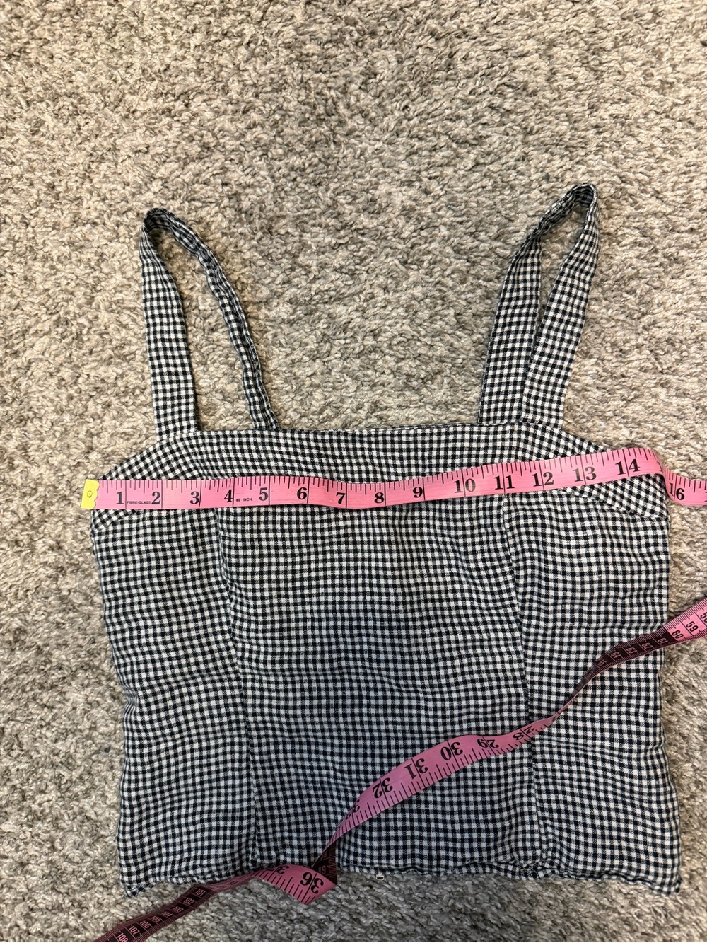 Quince 100% European Linen Fitted Tank classic mini gingham small - Picture 7 of 8